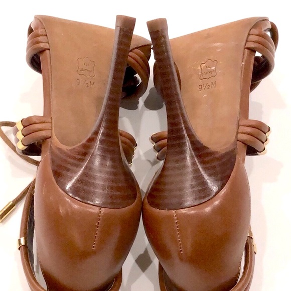 Tory Burch Audrianna Leather Lace Up Sandal Heels - Picture 7 of 11